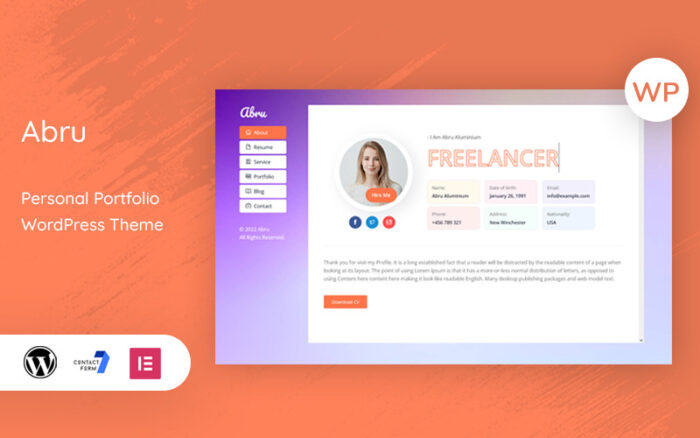 Abru - Personal and Portfolio WordPress Theme
