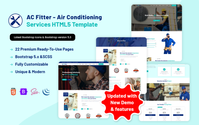 AC Fitter - Air Conditioning Services HTML5 Template Website Template