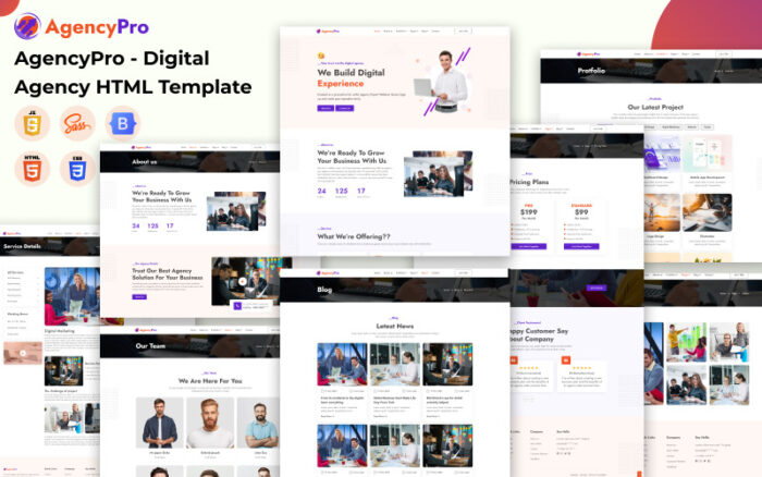 AgencyPro - Digital Agency HTML Template Website Template