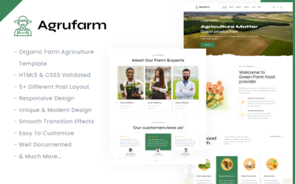 Agrufarm - Organic Farm Agriculture Template Website Template