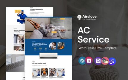 Airslove - Air Conditioner Service WordPress Elementor Theme WordPress Theme