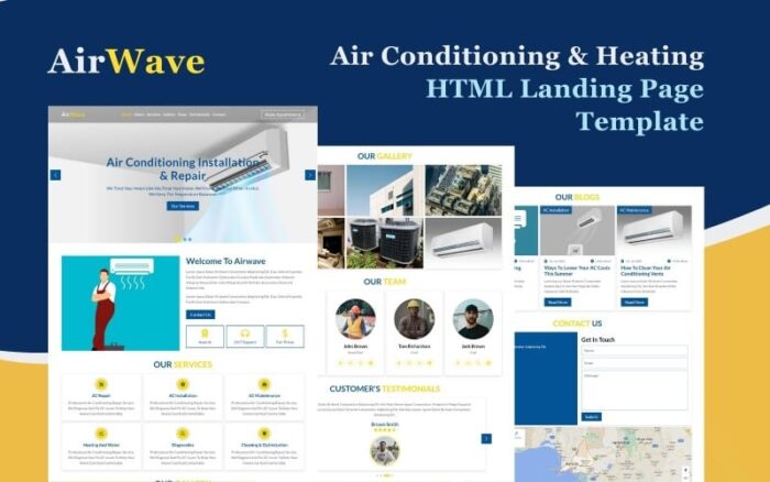 AirWave - Air Conditioning & heating HTML Landing Page Template