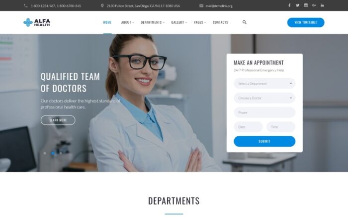 Alfa Health - Doctor Multipage HTML Modern Website Template