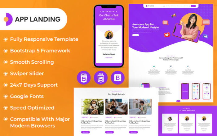 App-landing HTML Template Landing Page Template