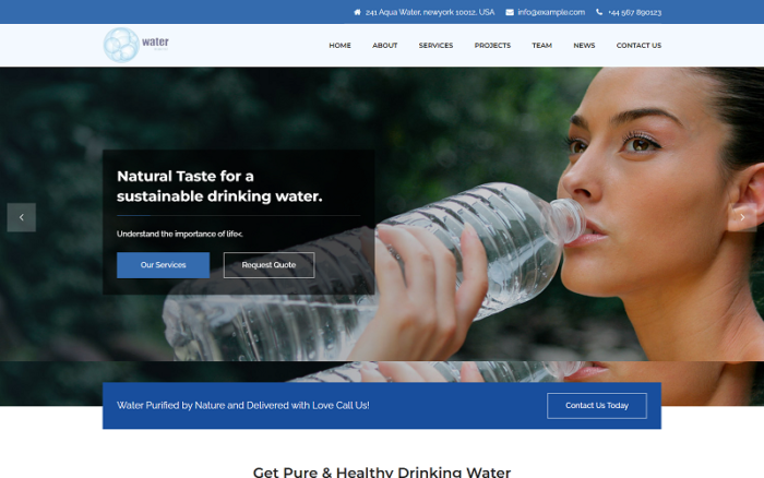 Aqua Water Clean Landing html templates Landing Page Template