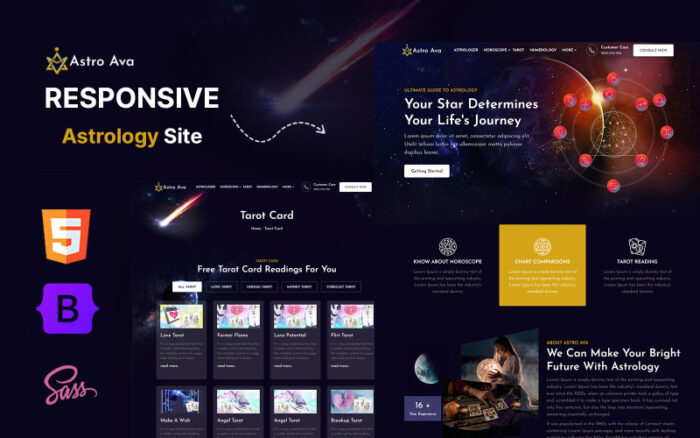 Astro Ava - Astrology, Numerology, Tarot, Online Astrologer HTML5 Website Template