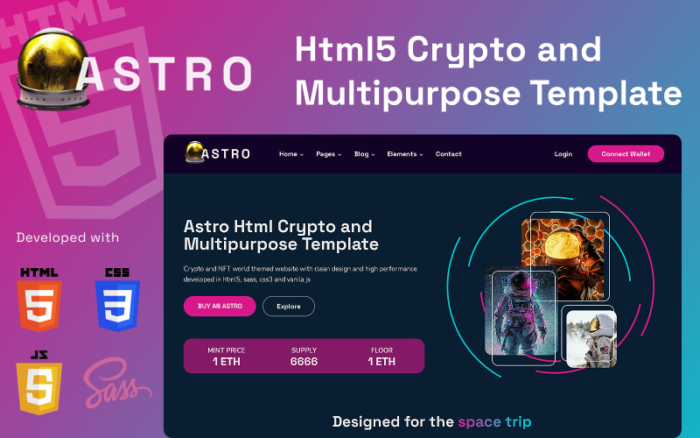 ASTRO Html Crypto NFT and Multipurpose Website Template