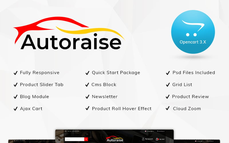 Autoraise Auto Store OpenCart Template