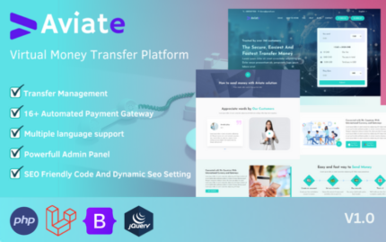 Aviate - Virtual Money Transfer Platform. Website Template