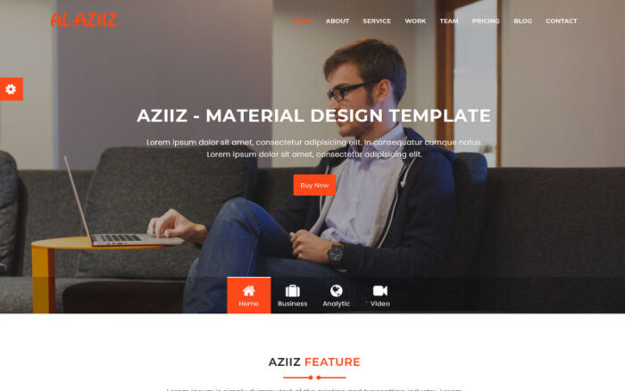 Aziiz - Material design Agency Landing Page Template