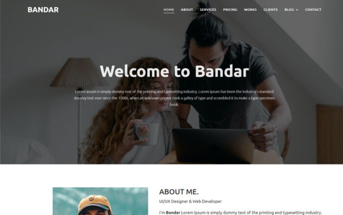 Bandar One Page Portfolio Html Template Landing Page Template