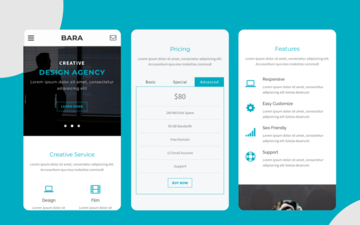 Bara - Creative Mobile Website Template