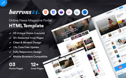 Barrons24 - News & Magazine HTML Template Website Template