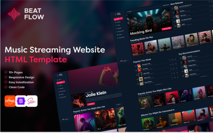 BeatFlow: Ultimate Music HTML Template for Bands and Artists Website Template