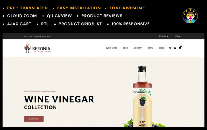 Beronia Wine Prestashop Theme PrestaShop Theme