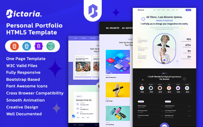 Bictoria - Personal Portfolio HTML Template Landing Page Template