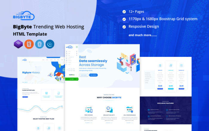 BigByte Trending Web Hosting HTML Template Website Template