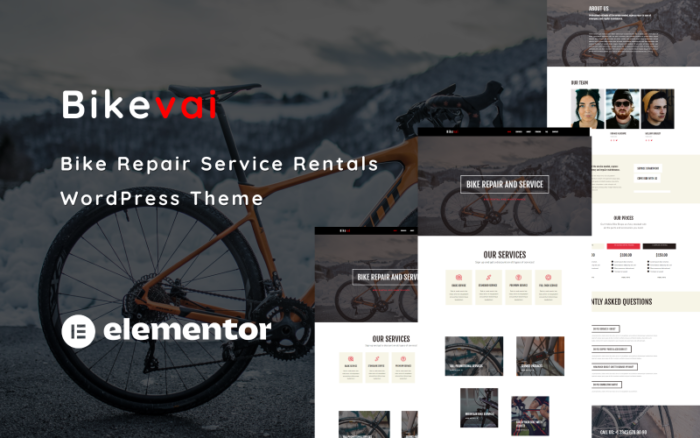 Bikevai - Bike Repair Services One Page WordPress Theme