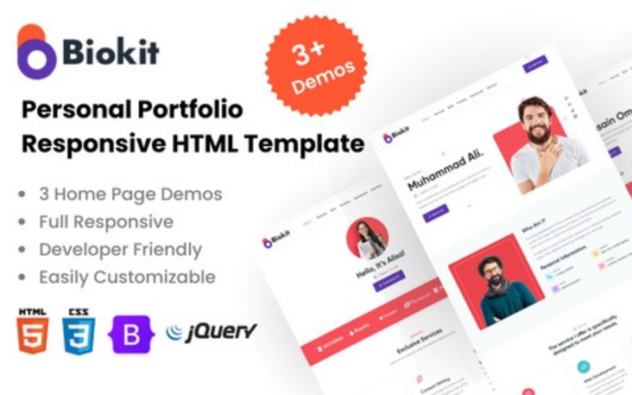 Biokit - Personal Portfolio Resume HTML Template Landing Page Template