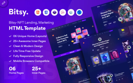 Bitsy - NFT Marketplace HTML Template Website Template