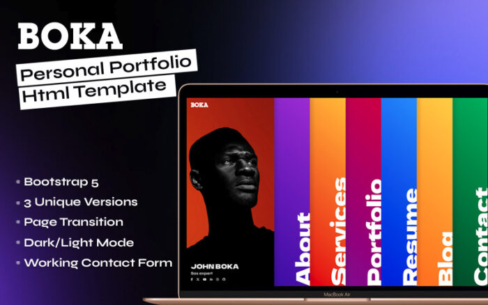 Boka - Personal portfolio html template Website Template