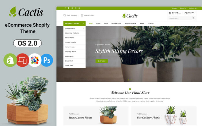 Cactis - Plants and Gardening Tools Online Store Shopify Theme