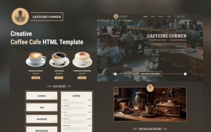 Caffeine Corner - Captivating Coffee Shop HTML Template Website Template