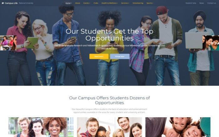 Campus Life - National University Multipage Website Template