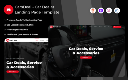 CarsDeal - Car Dealer Landing Page Template