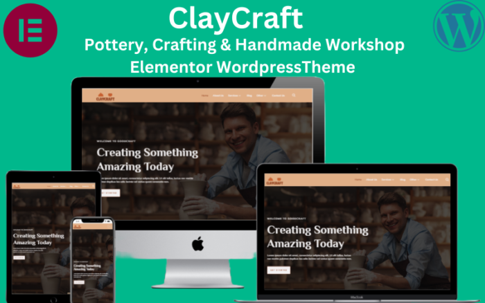 ClayCraft - Pottery, Crafting & Handmade Workshop Elementor WordpressTheme WordPress Theme