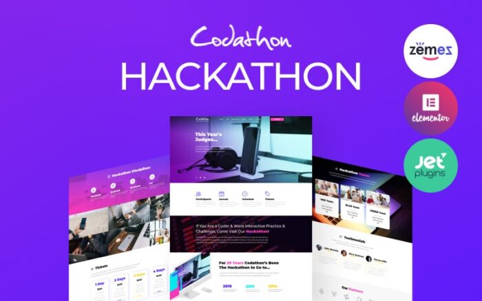 Codathon - Hackathon for Coders Landing WordPress Theme