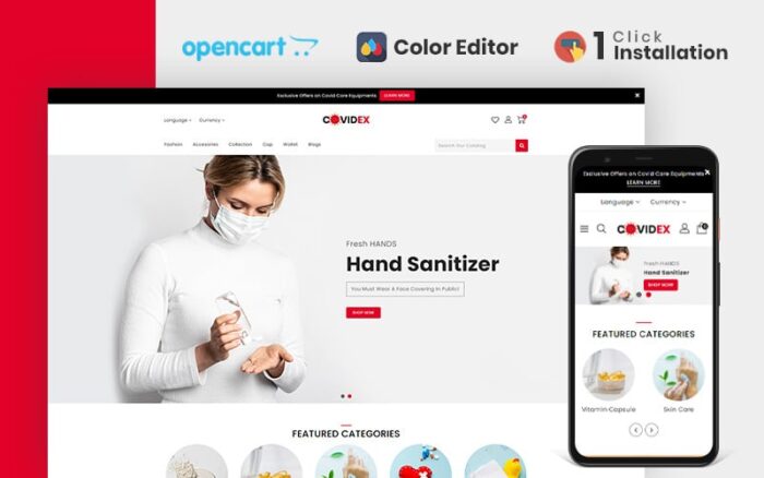 Covidex - Health + Medicine Store OpenCart Template