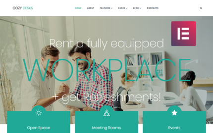 Cozy Desks - Coworking WordPress Elementor Theme WordPress Theme