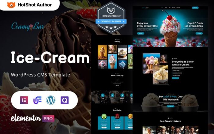 Creamy Bar - Ice Cream WordPress Elementor Theme WordPress Theme