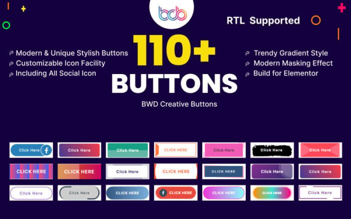 Creative Button WordPress Plugin For Elementor