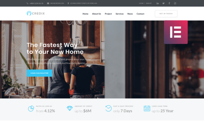 Credix - Finance Multipurpose Minimal WordPress Elementor Theme WordPress Theme