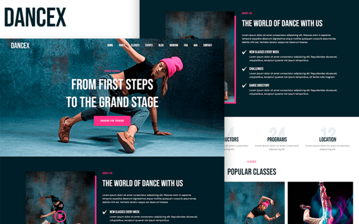 DanceX - Dancing School & Dance Coach HTML5 Template Website Template