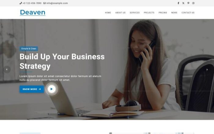 Deaven is a One Page Business HTML5 Template Landing Page Template