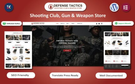 Defense Tactics - Shooting Club, Gun & Weapon Store WordPress Elementor Template WordPress Theme