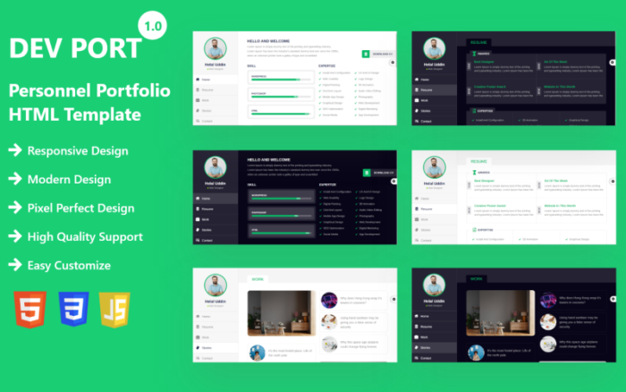 DevPort - Personal CV/Resume Portfolio HTML Template Website Template