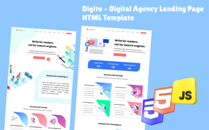 Digito - Digital Agency Landing Page HTML Template Landing Page Template