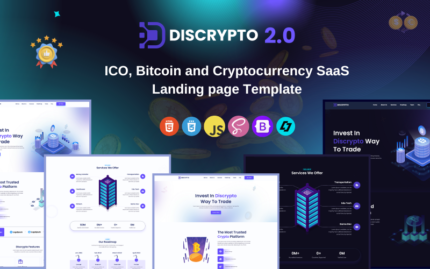 Discrypto - ICO, IDO, IGO, INO Bitcoin and Cryptocurrency SaaS Landing page Template Landing Page Template