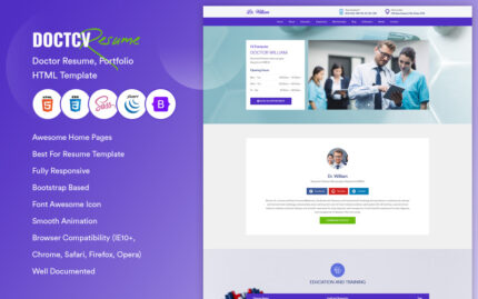 Doctcv - Doctor Resume, Portfolio HTML Template Landing Page Template