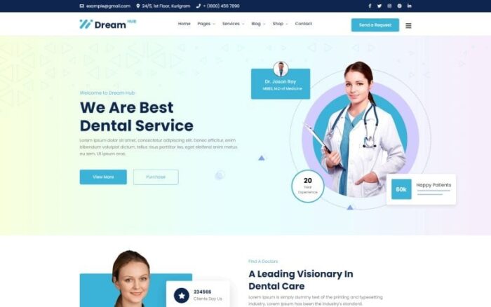 DreamHub Dentist & Dental Clinic HTML5 Template Website Template