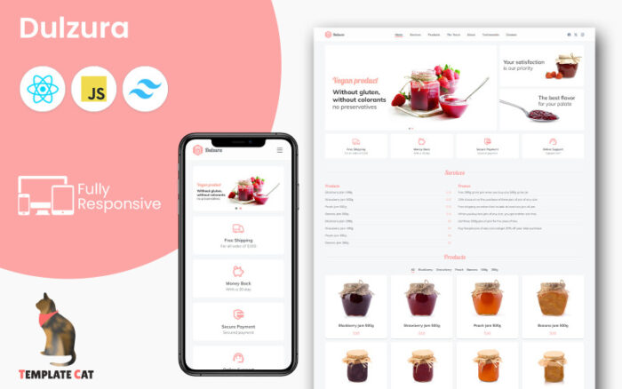 Dulzura - Jam Store | Landing Page Template | React - Tailwind CSS