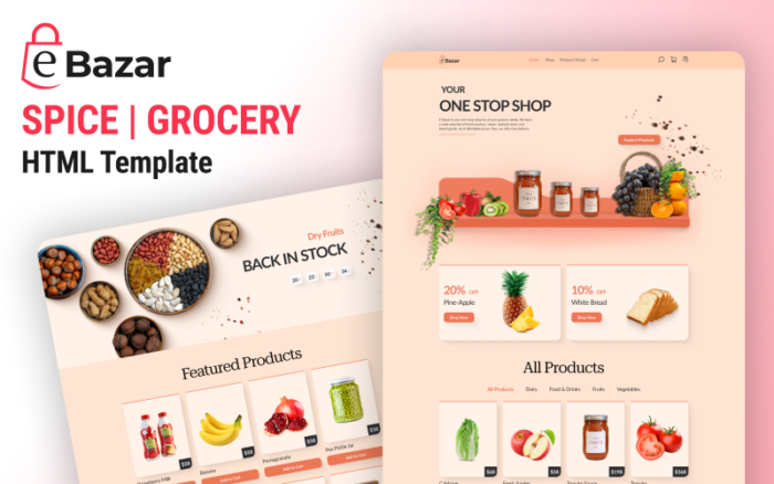 EBazar - Spice - Fruits - Grocery Shop Bootstrap HTML Website Template