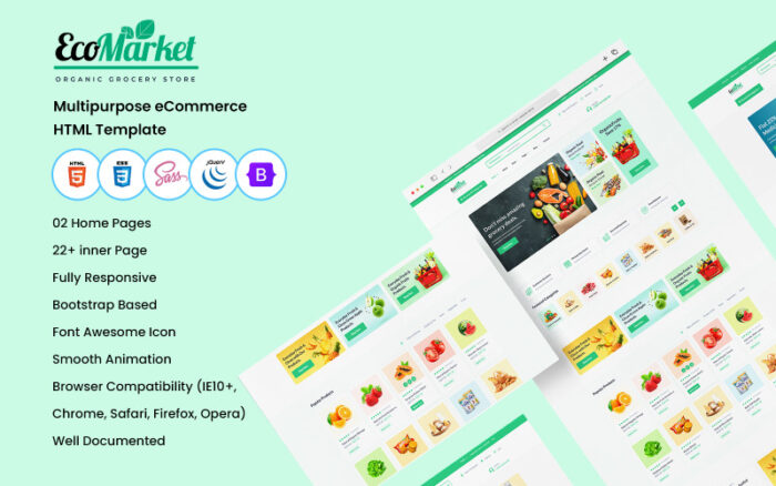 Ecomarket - Organic & Food Store eCommerce HTML Template Website Template