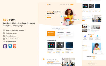 EduTech - Online Education HTML Bootstrap one page Template Landing Page Template