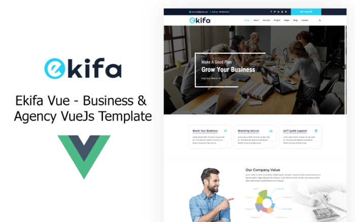 Ekifa Vue - Business and Agency VueJs Template Website Template