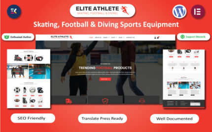 Elite Athlete - Skating, Football & Diving Sports Equipment WooCommerce Elementor Template WooCommerce Theme